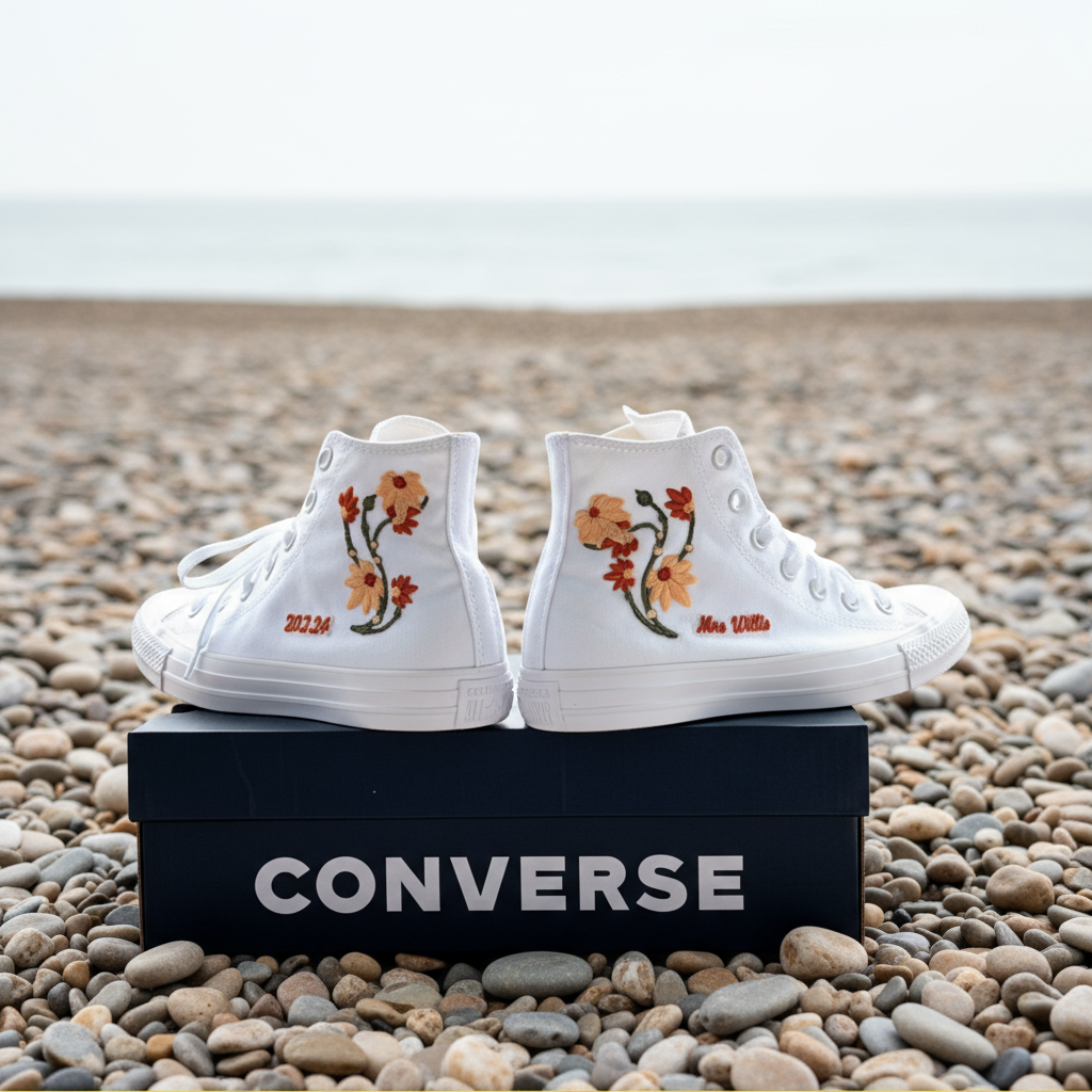 Tropical Flower Embroidery For Personalised Converse