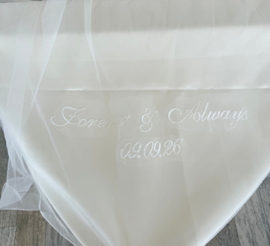Initials & Date Embroidery Service For Your Wedding Veil