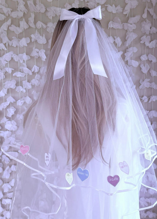 Love Hearts Veil - Embroider My Name