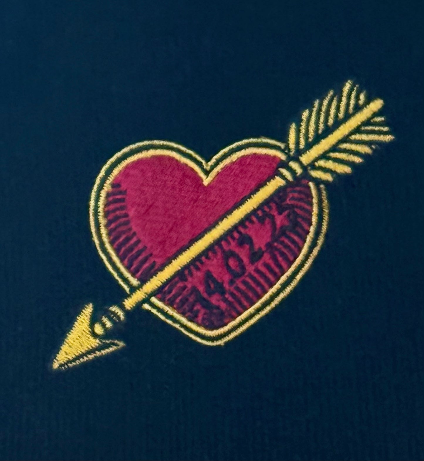 Embroidered Heart with Arrow Customised with the Date of your choice