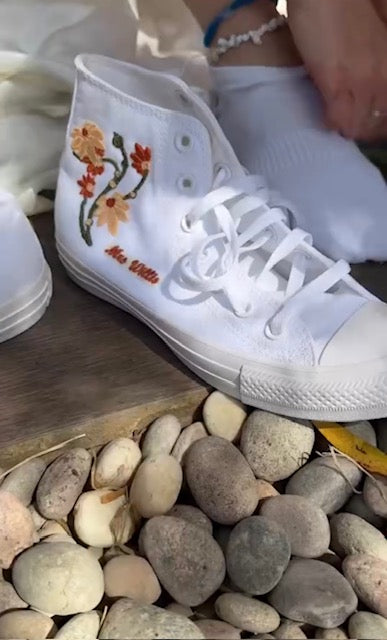 Tropical Flower Embroidery For Personalised Converse